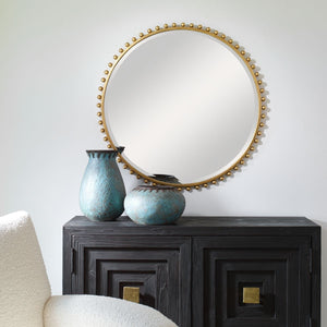Taza Round Mirror, Gold - elegant mirror for adding style and light to any room | Image 6 | InSTYLE Home & Rugs