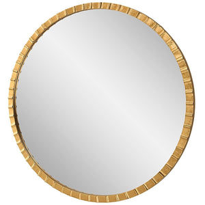 Dandridge Round Mirror, Gold - full-length mirror for creating the illusion of space and light | Image 3 | InSTYLE Home & Rugs