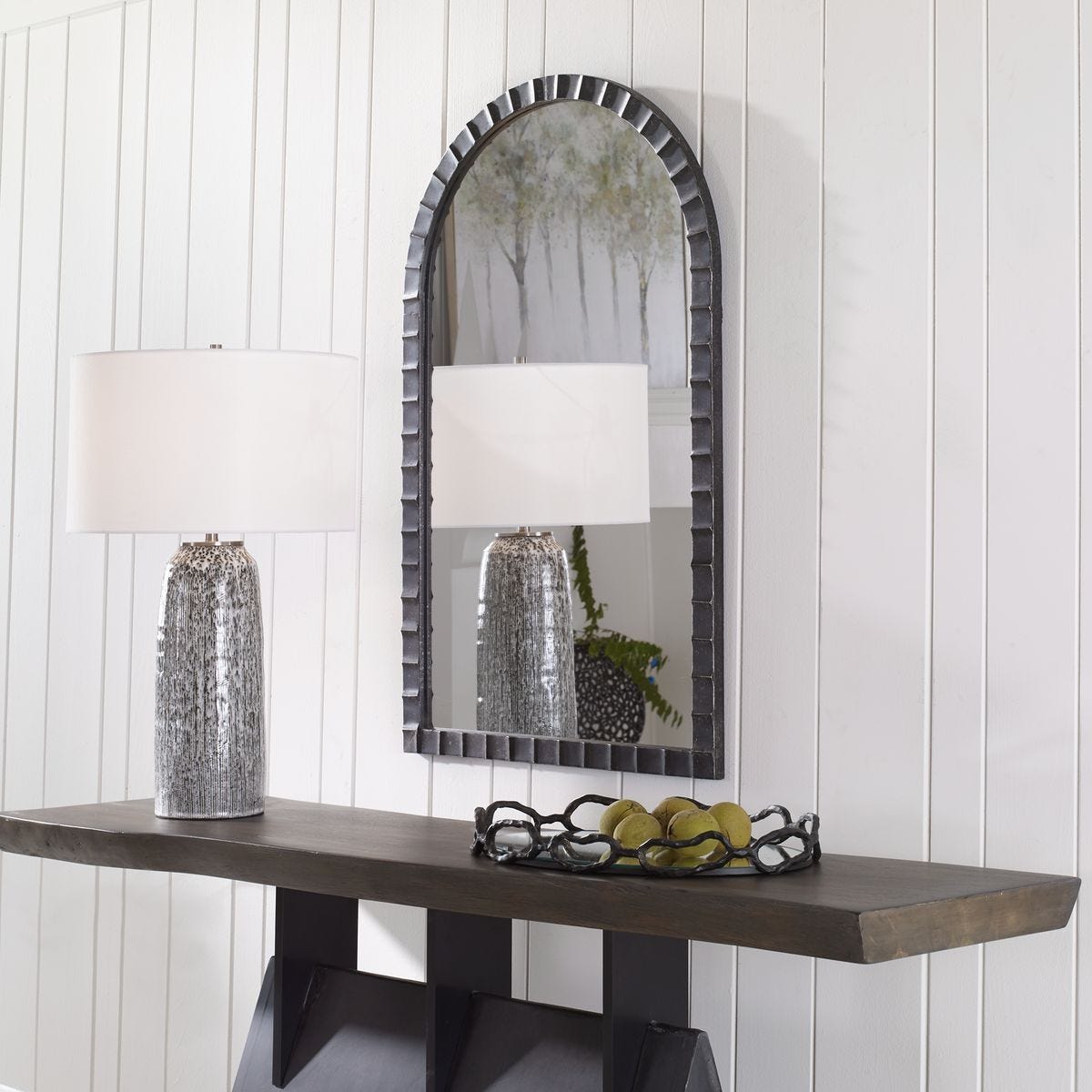Dandridge Arch Mirror, Black - modern mirror with sleek design for contemporary interiors | Image 4 | InSTYLE Home & Rugs