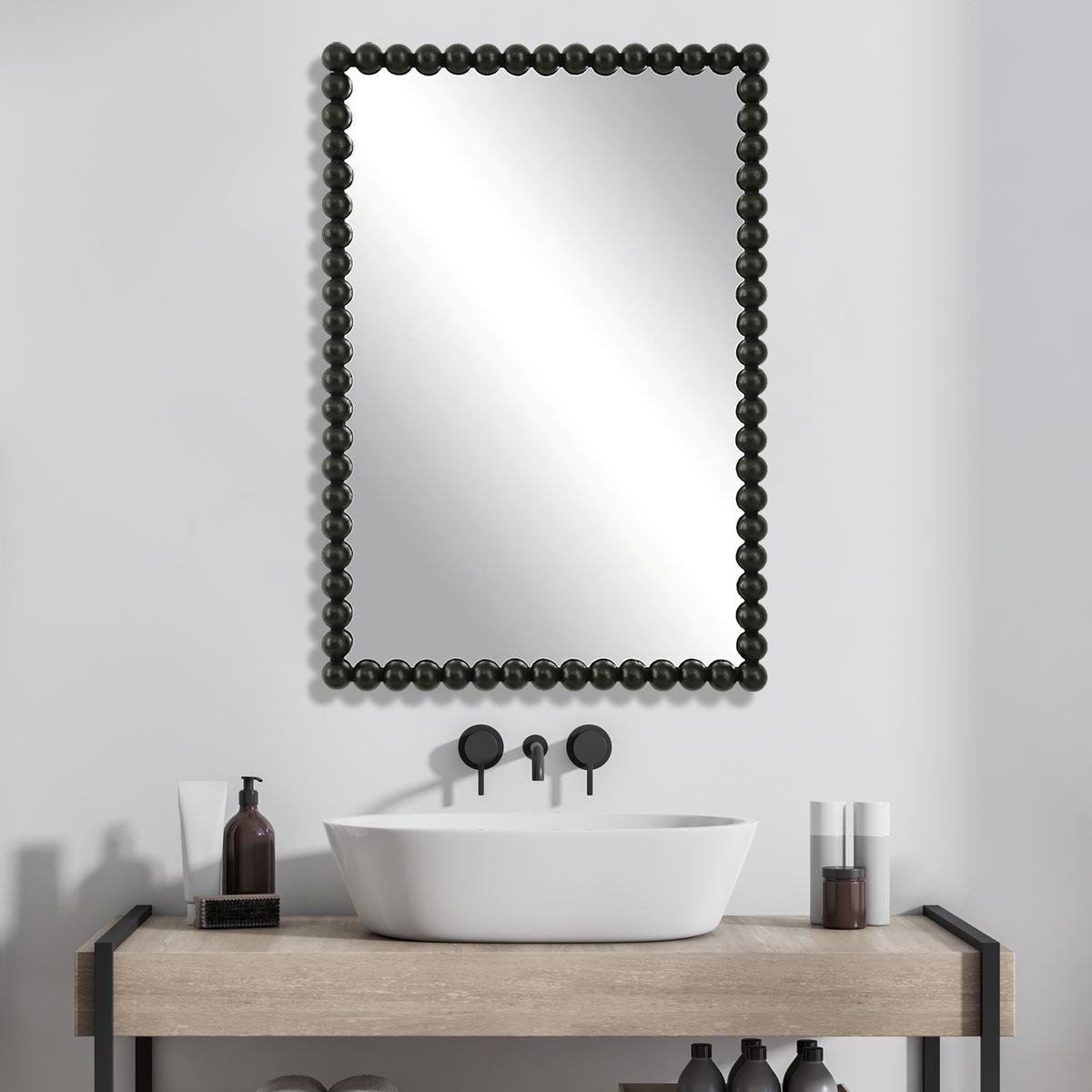 Serna Vanity Mirror, Black - elegant mirror for adding style and light to any room | Image 1 | InSTYLE Home & Rugs