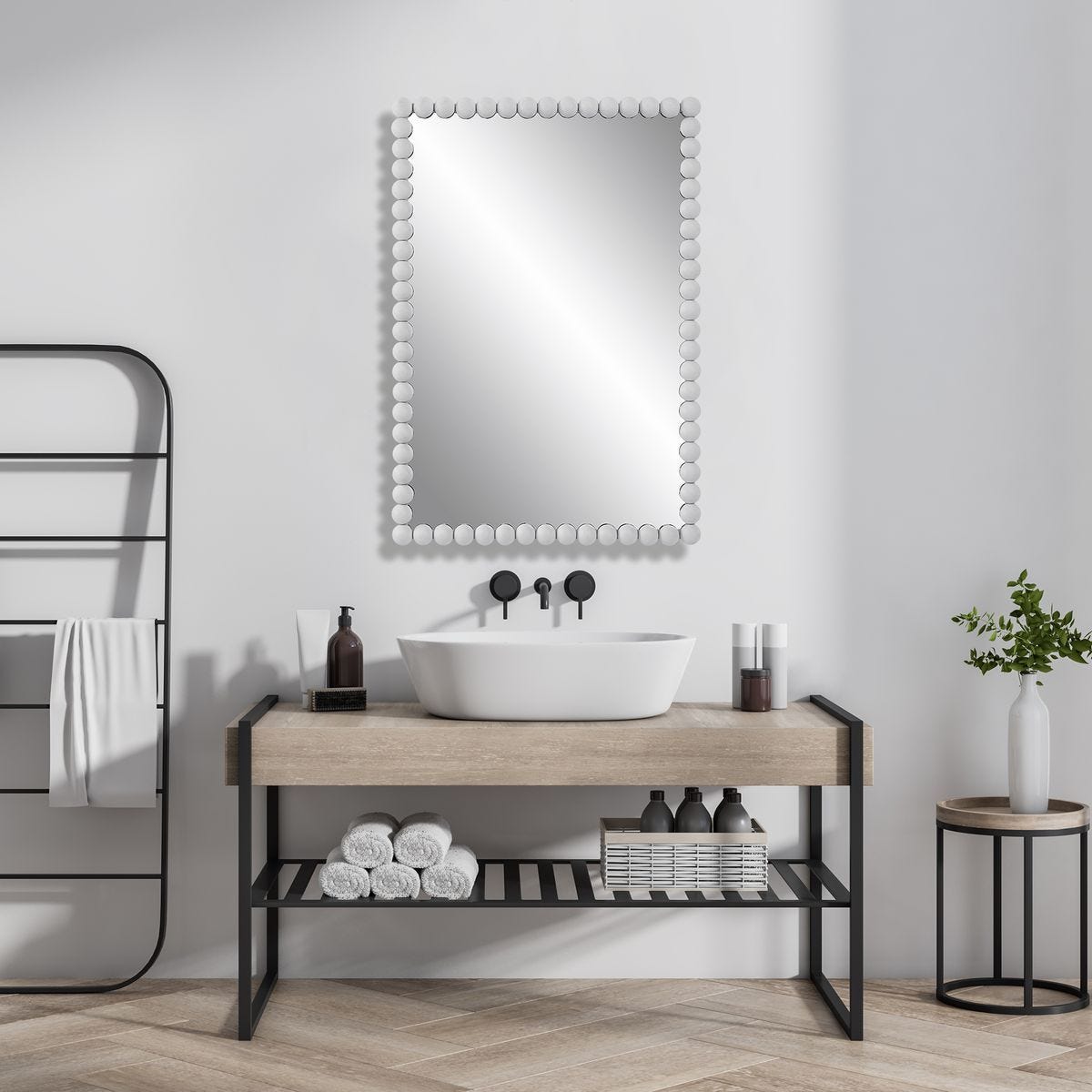 Serna Vanity Mirror, White - elegant mirror for adding style and light to any room | Image 5 | InSTYLE Home & Rugs