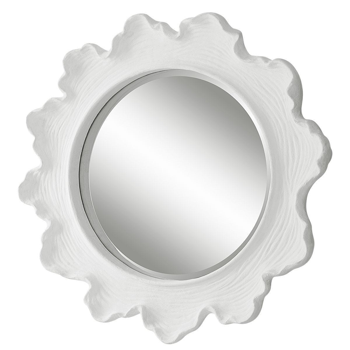 Sea Coral Round Mirror, White - full-length mirror for creating the illusion of space and light | Image 3 | InSTYLE Home & Rugs