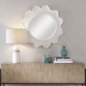 Sea Coral Round Mirror, White - full-length mirror for creating the illusion of space and light | Image 7 | InSTYLE Home & Rugs