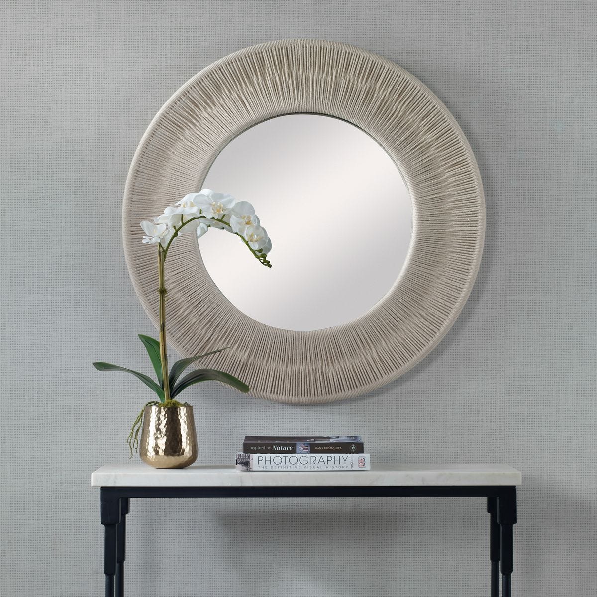 Sailor's Knot Small Round Mirror, White - modern mirror with sleek design for contemporary interiors | Image 5 | InSTYLE Home & Rugs