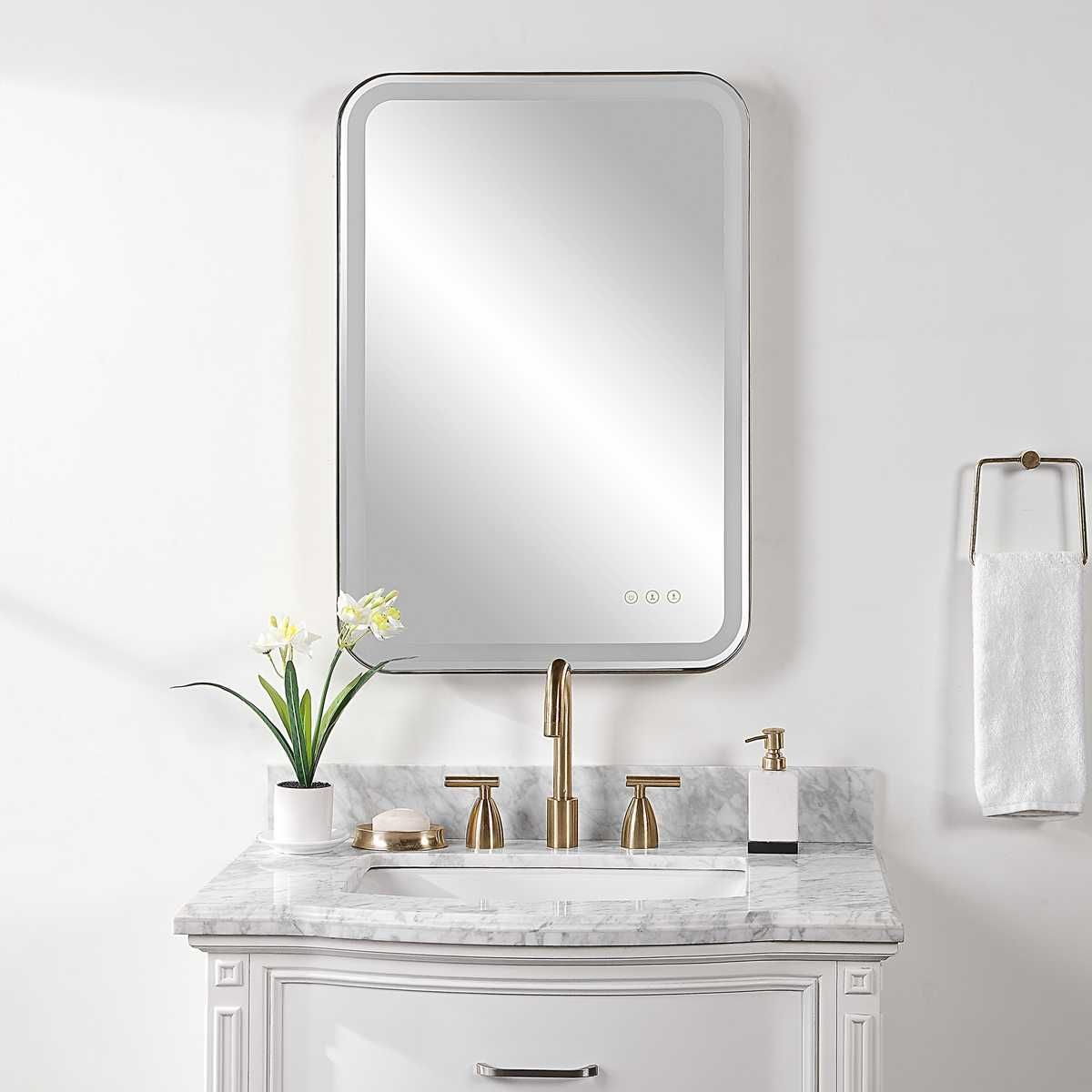 Crofton Lighted Vanity Mirror, Black - modern mirror with sleek design for contemporary interiors | Image 3 | InSTYLE Home & Rugs