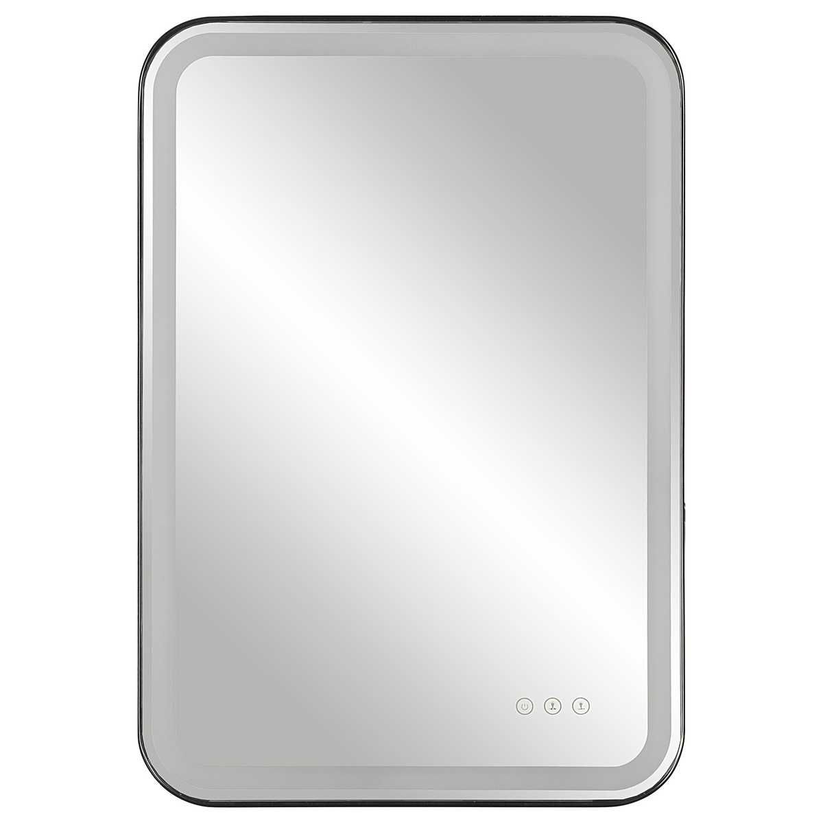 Crofton Lighted Vanity Mirror, Black - modern mirror with sleek design for contemporary interiors | Image 4 | InSTYLE Home & Rugs