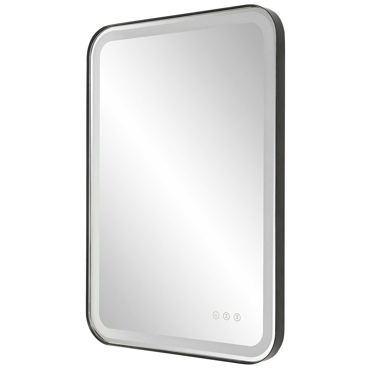Crofton Lighted Vanity Mirror, Black - modern mirror with sleek design for contemporary interiors | Image 5 | InSTYLE Home & Rugs