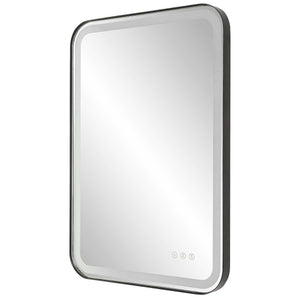 Crofton Lighted Vanity Mirror, Black - modern mirror with sleek design for contemporary interiors | Image 5 | InSTYLE Home & Rugs