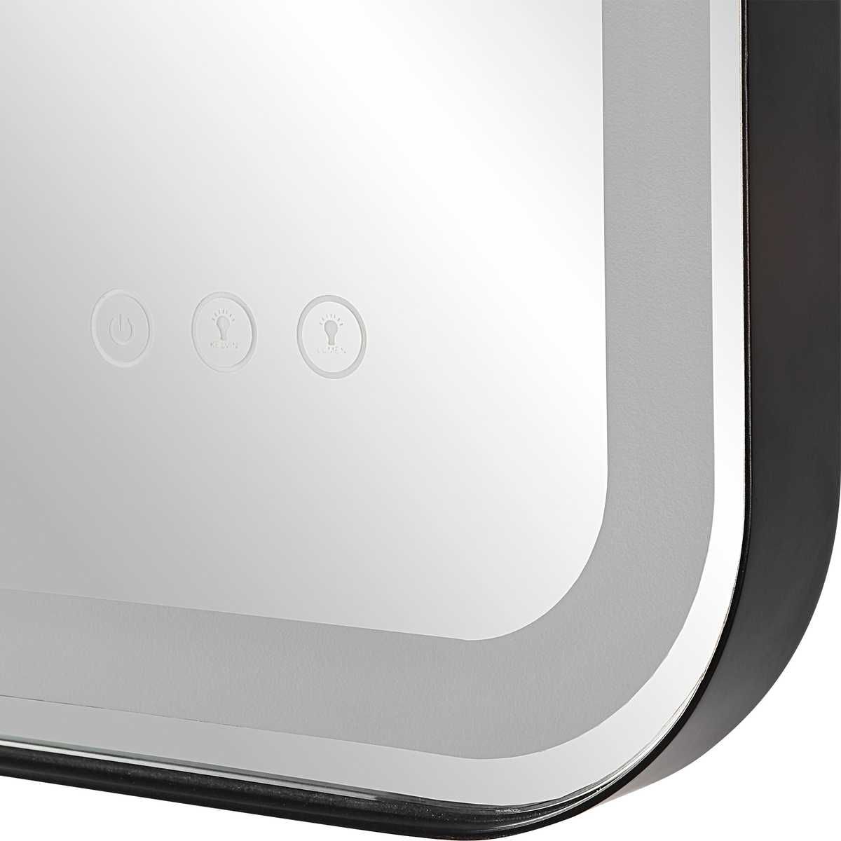 Crofton Lighted Vanity Mirror, Black - modern mirror with sleek design for contemporary interiors | Image 6 | InSTYLE Home & Rugs