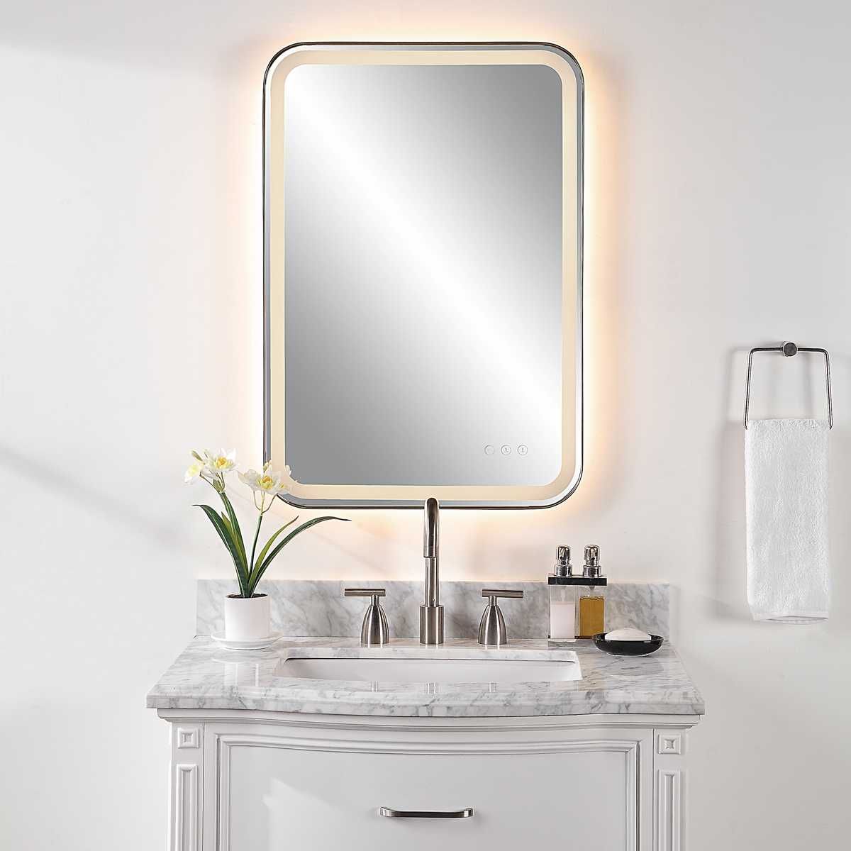 Crofton Lighted Vanity Mirror, Black - modern mirror with sleek design for contemporary interiors | Image 1 | InSTYLE Home & Rugs