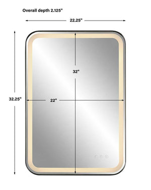 Crofton Lighted Vanity Mirror, Black - modern mirror with sleek design for contemporary interiors | Image 9 | InSTYLE Home & Rugs