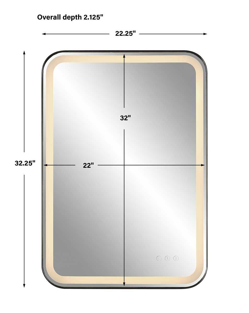 Crofton Lighted Vanity Mirror, Black - modern mirror with sleek design for contemporary interiors | Image 9 | InSTYLE Home & Rugs