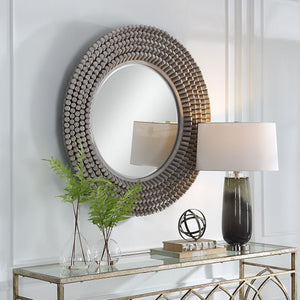 Portside Round Mirror, Gray - full-length mirror for creating the illusion of space and light | Image 5 | InSTYLE Home & Rugs
