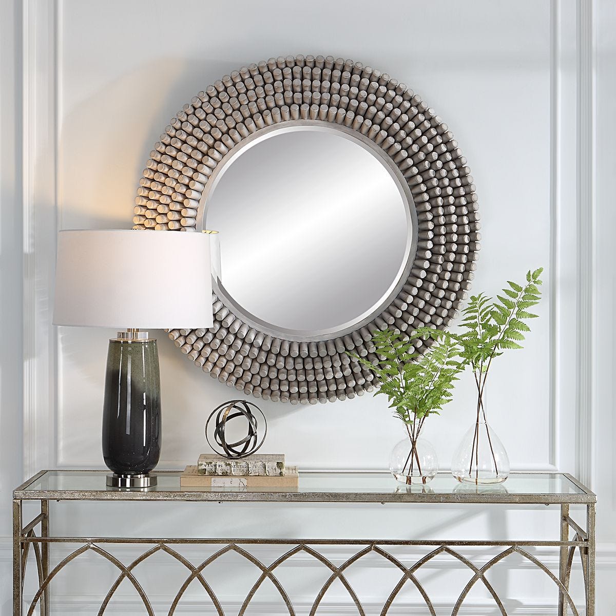 Portside Round Mirror, Gray - full-length mirror for creating the illusion of space and light | Image 1 | InSTYLE Home & Rugs
