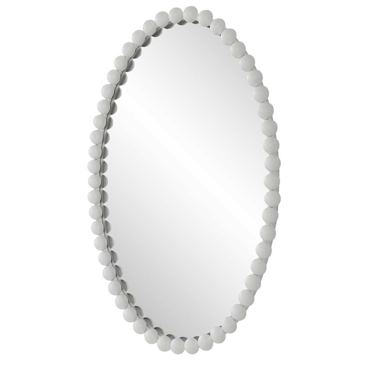 Serna Oval Mirror, White - elegant mirror for adding style and light to any room | Image 3 | InSTYLE Home & Rugs