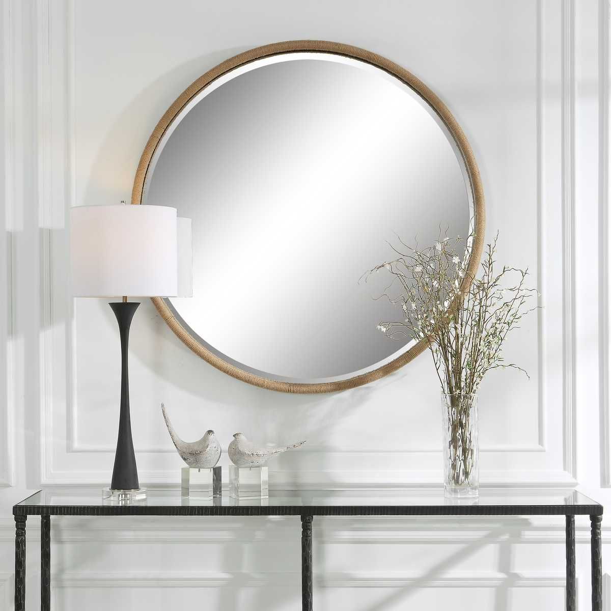 Ranchero Round Mirror, Natural - full-length mirror for creating the illusion of space and light | Image 1 | InSTYLE Home & Rugs