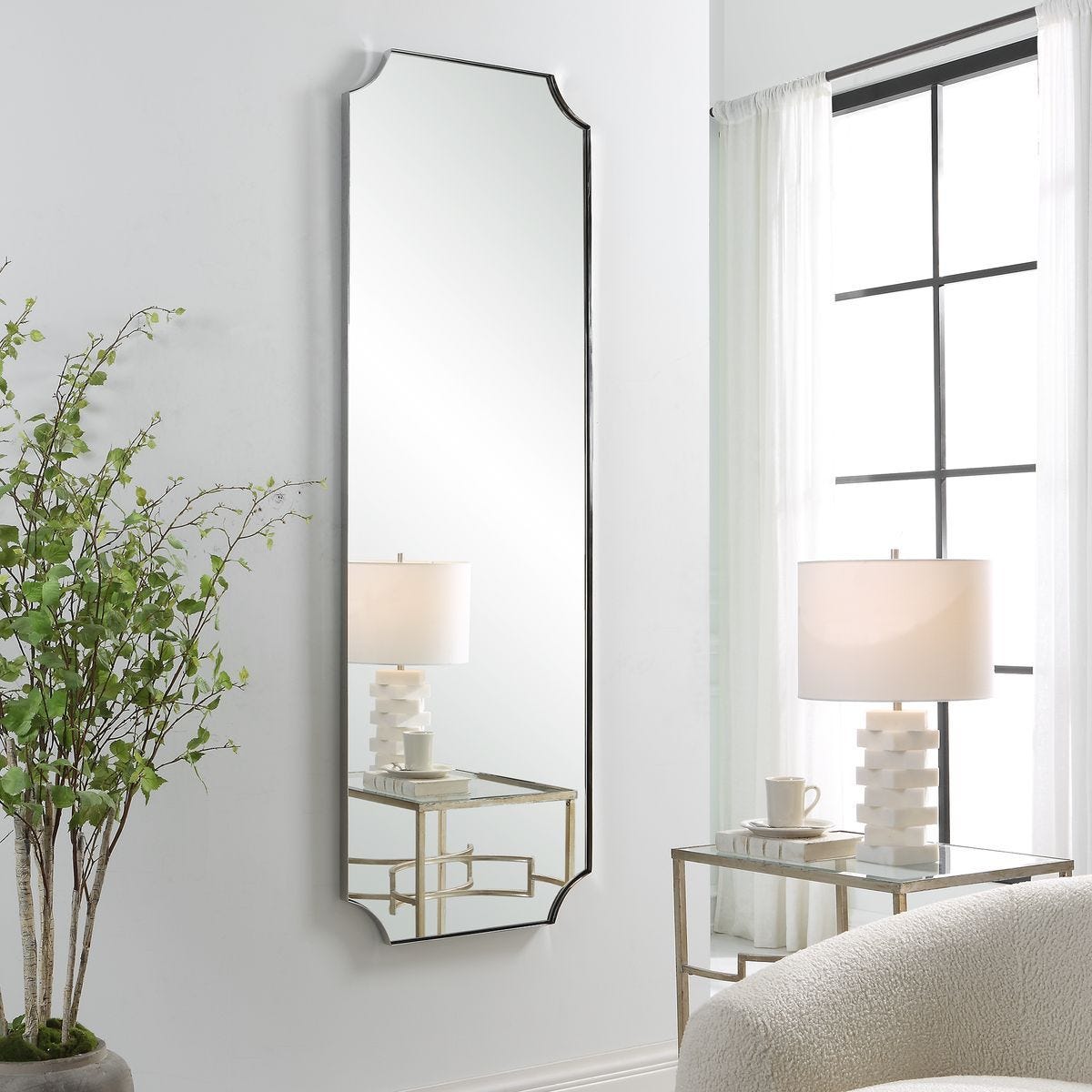 Lennox Tall Mirror, Nickel - full-length mirror for creating the illusion of space and light | Image 5 | InSTYLE Home & Rugs
