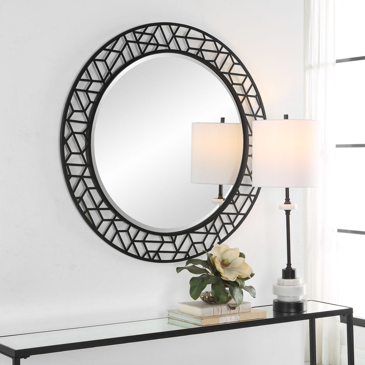 Mosaic Round Mirror - elegant mirror for adding style and light to any room | Image 5 | InSTYLE Home & Rugs