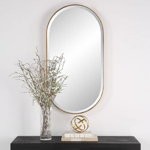 Lago Oval Mirror, Gold - modern mirror with sleek design for contemporary interiors | Image 3 | InSTYLE Home & Rugs