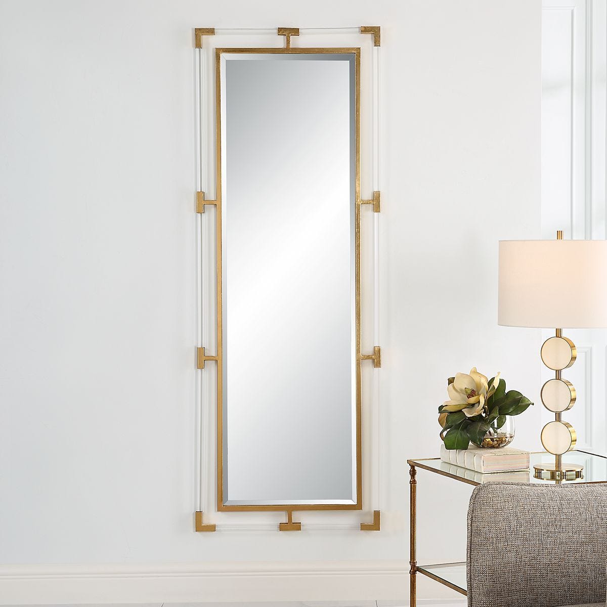 Balkan Tall Mirror, Gold - modern mirror with sleek design for contemporary interiors | Image 1 | InSTYLE Home & Rugs