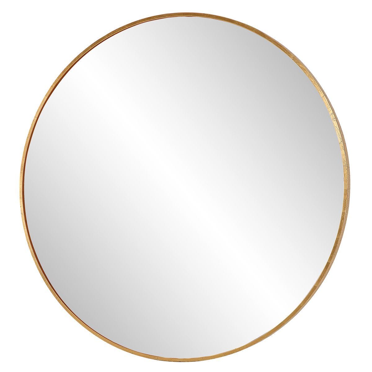 Junius Large Round Mirror, Gold - full-length mirror for creating the illusion of space and light | Image 4 | InSTYLE Home & Rugs