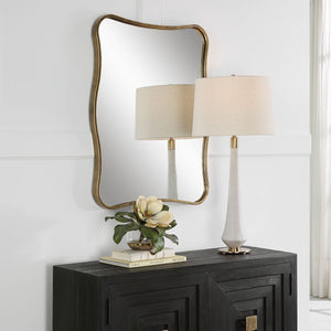Pavia Vanity Mirror, Gold - modern mirror with sleek design for contemporary interiors | Image 3 | InSTYLE Home & Rugs