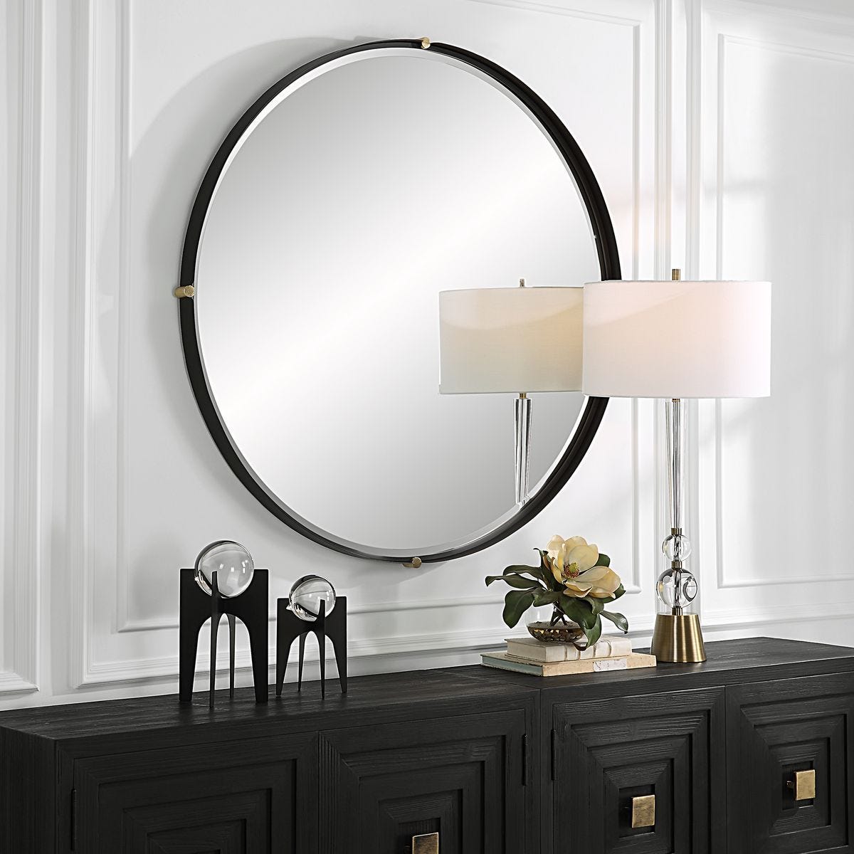Bonded Round Mirror - elegant mirror for adding style and light to any room | Image 1 | InSTYLE Home & Rugs