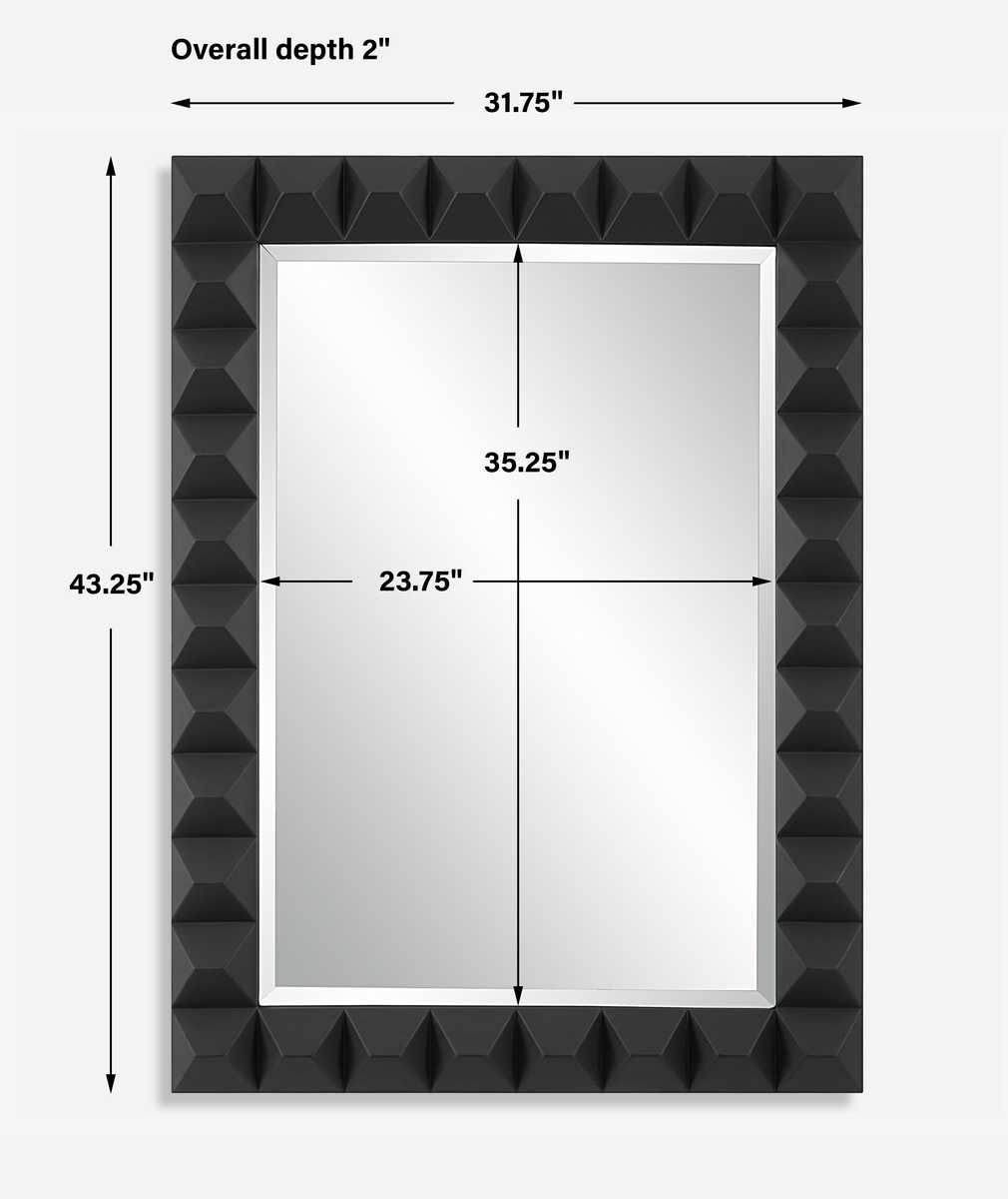 Studded Mirror, Black - elegant mirror for adding style and light to any room | Image 6 | InSTYLE Home & Rugs