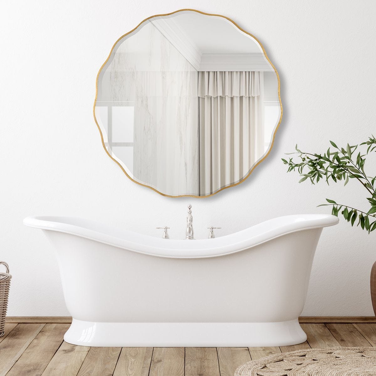 Aneta Large Round Mirror, Gold - elegant mirror for adding style and light to any room | Image 1 | InSTYLE Home & Rugs
