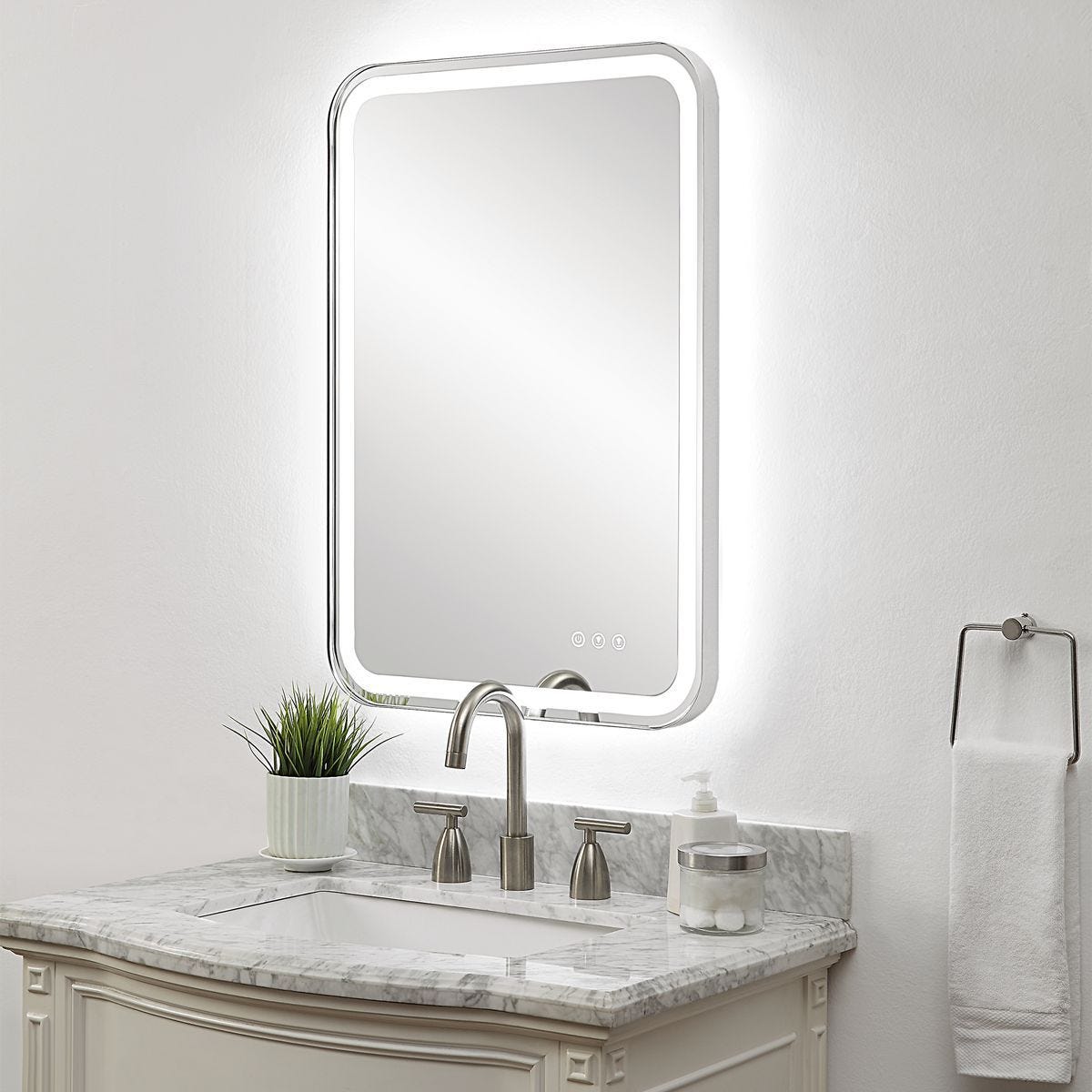 Crofton Lighted Vanity Mirror, Nickel - elegant mirror for adding style and light to any room | Image 8 | InSTYLE Home & Rugs