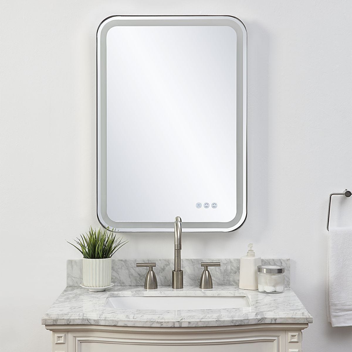 Crofton Lighted Vanity Mirror, Nickel - elegant mirror for adding style and light to any room | Image 3 | InSTYLE Home & Rugs