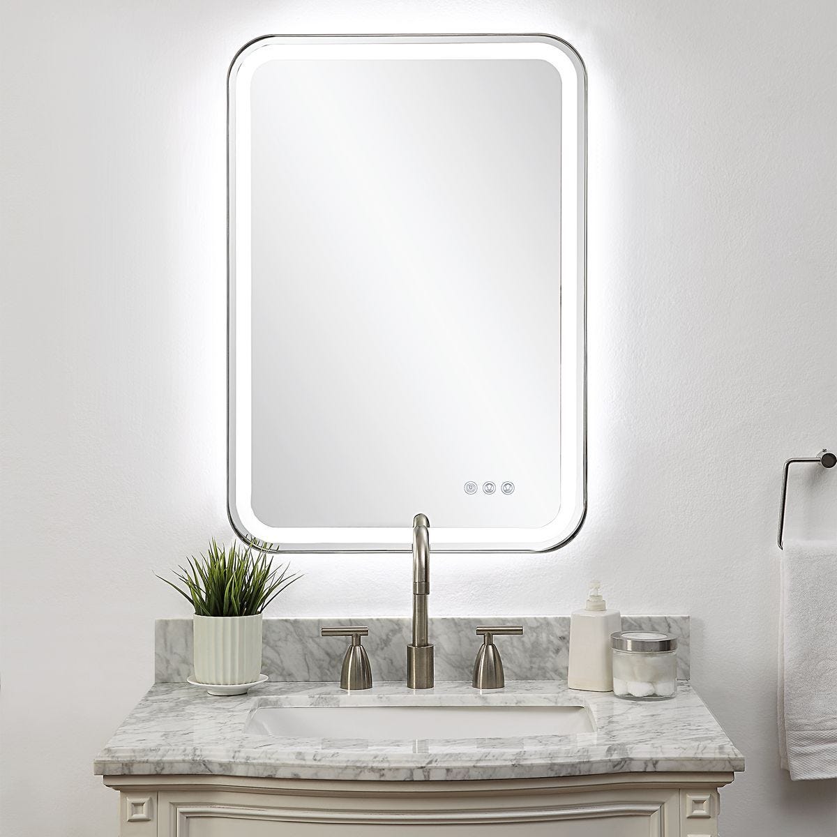 Crofton Lighted Vanity Mirror, Nickel - elegant mirror for adding style and light to any room | Image 1 | InSTYLE Home & Rugs