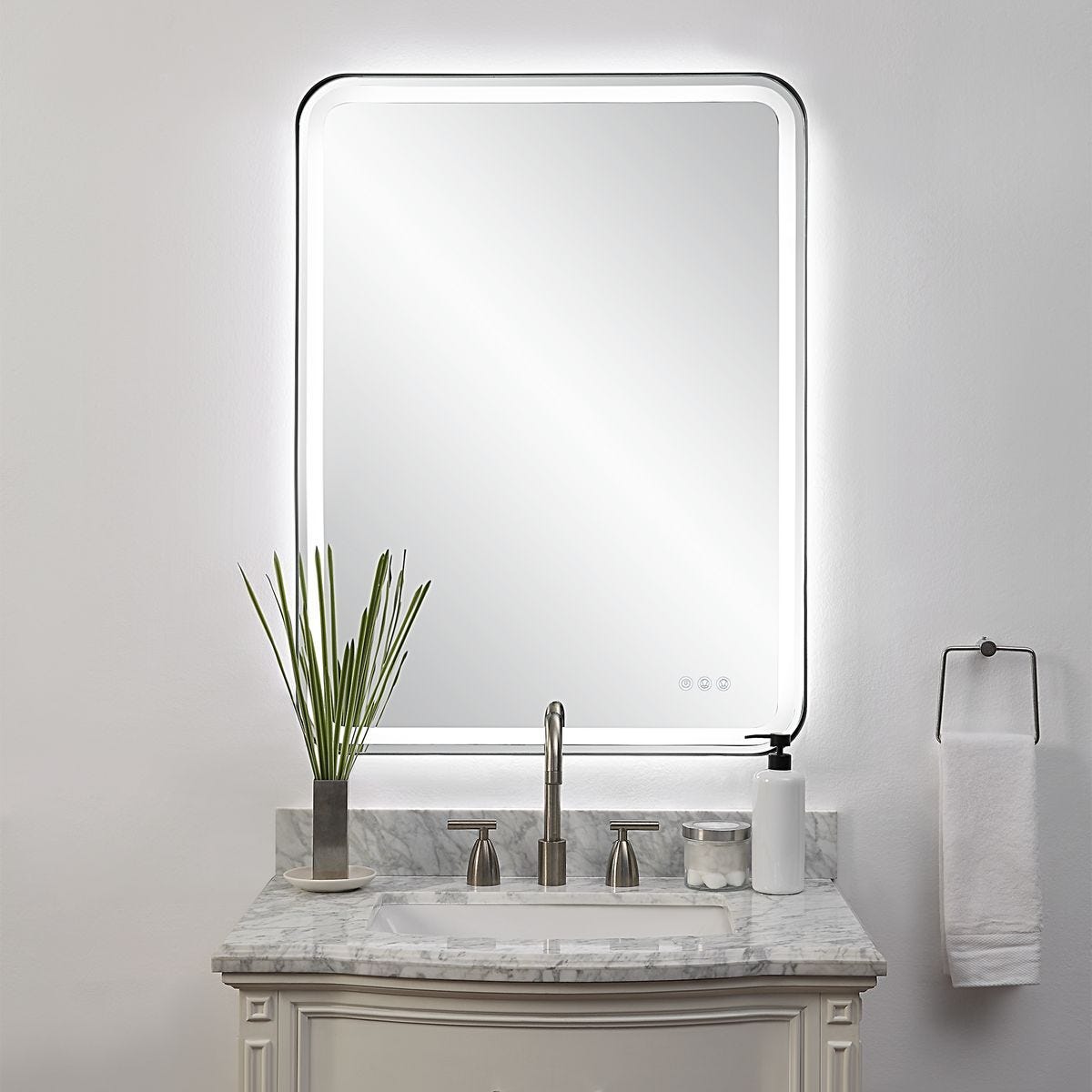 Crofton Lighted Large Mirror, Black - full-length mirror for creating the illusion of space and light | Image 1 | InSTYLE Home & Rugs