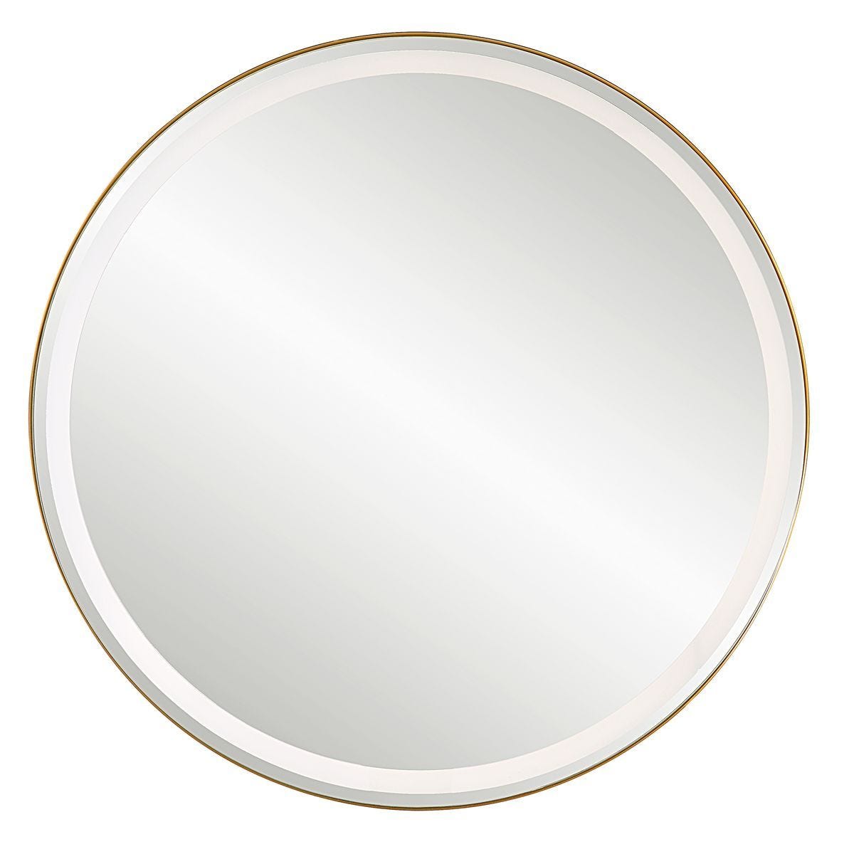 Crofton Lighted Round Mirror, Brass - elegant mirror for adding style and light to any room | Image 6 | InSTYLE Home & Rugs
