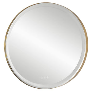 Crofton Lighted Round Mirror, Brass - elegant mirror for adding style and light to any room | Image 7 | InSTYLE Home & Rugs