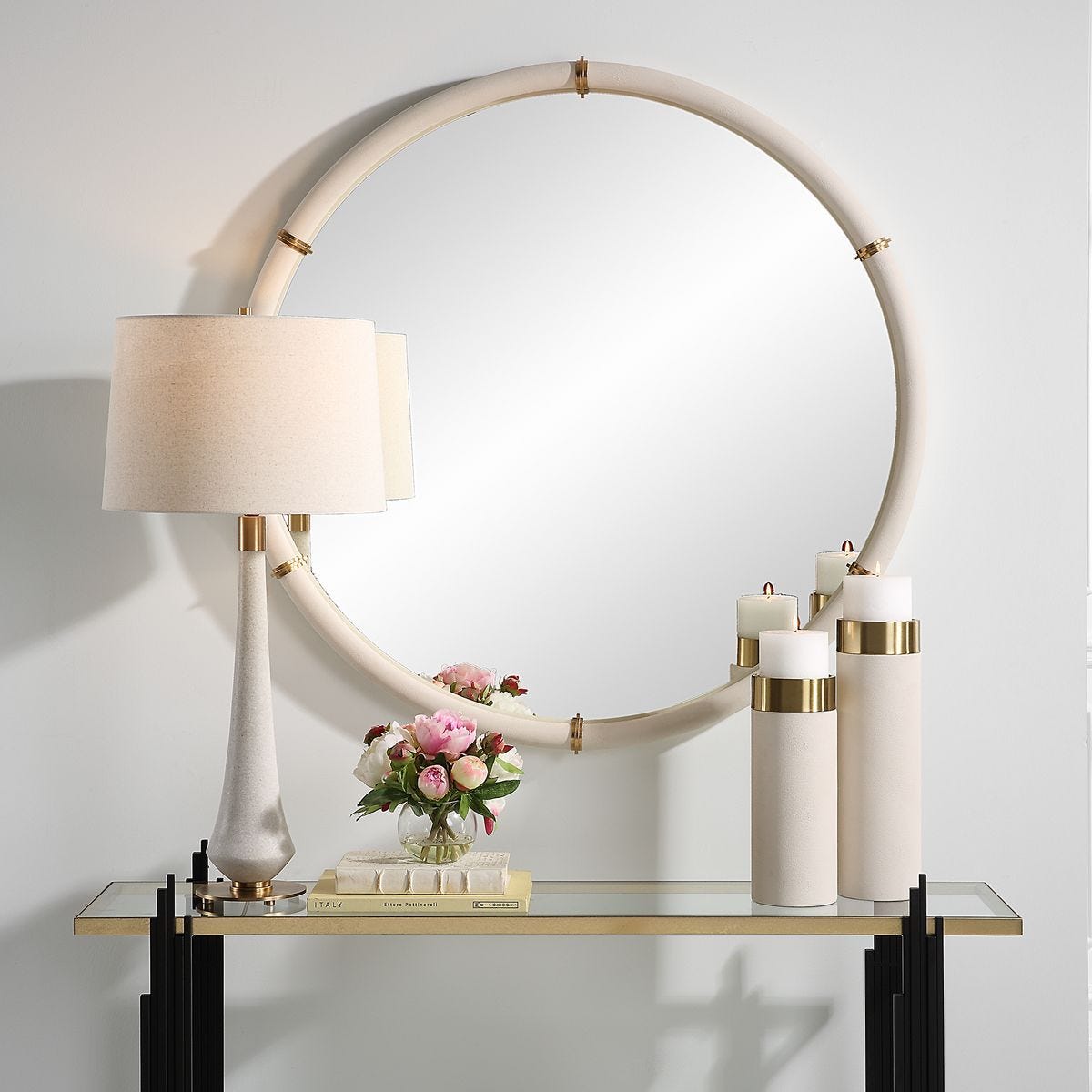 Cyprus Round Mirror - full-length mirror for creating the illusion of space and light | Image 1 | InSTYLE Home & Rugs