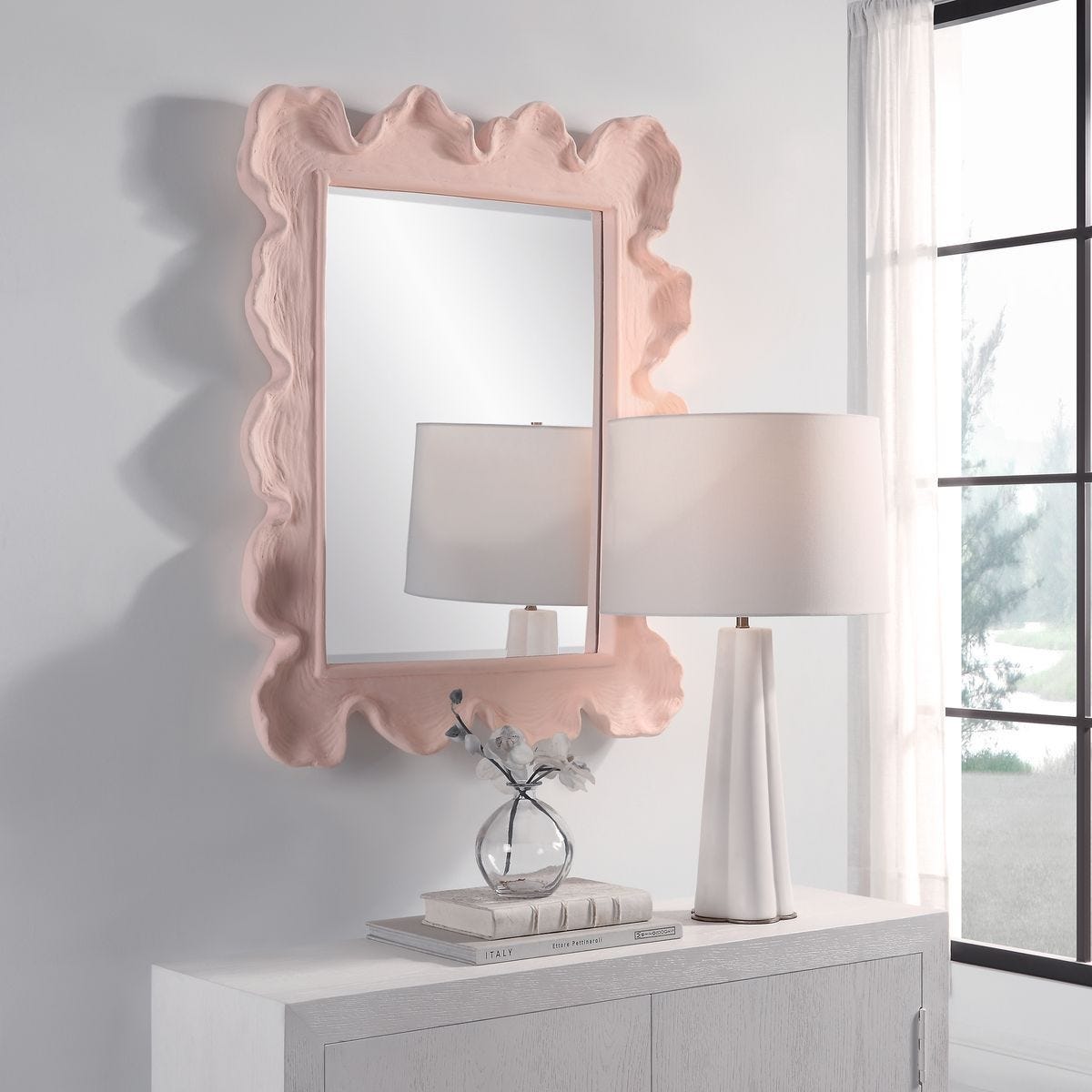 Sea Coral Mirror, Pink - full-length mirror for creating the illusion of space and light | Image 3 | InSTYLE Home & Rugs