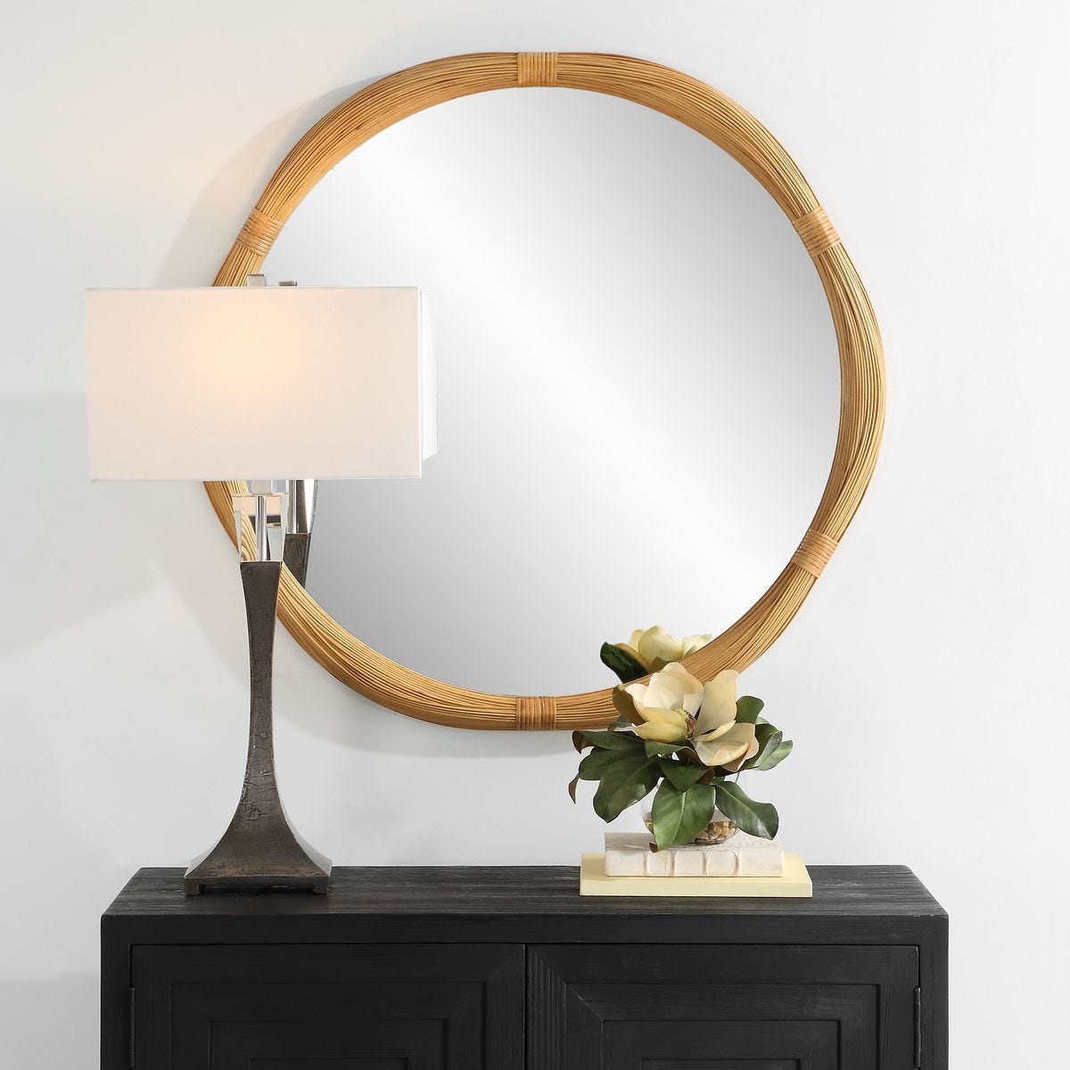 Salina Round Mirror - full-length mirror for creating the illusion of space and light | Image 3 | InSTYLE Home & Rugs