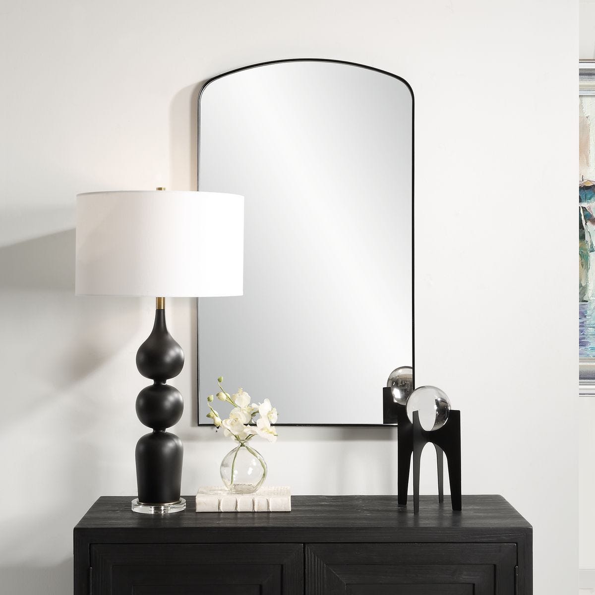Tordera Arch Mirror, Black - full-length mirror for creating the illusion of space and light | Image 3 | InSTYLE Home & Rugs