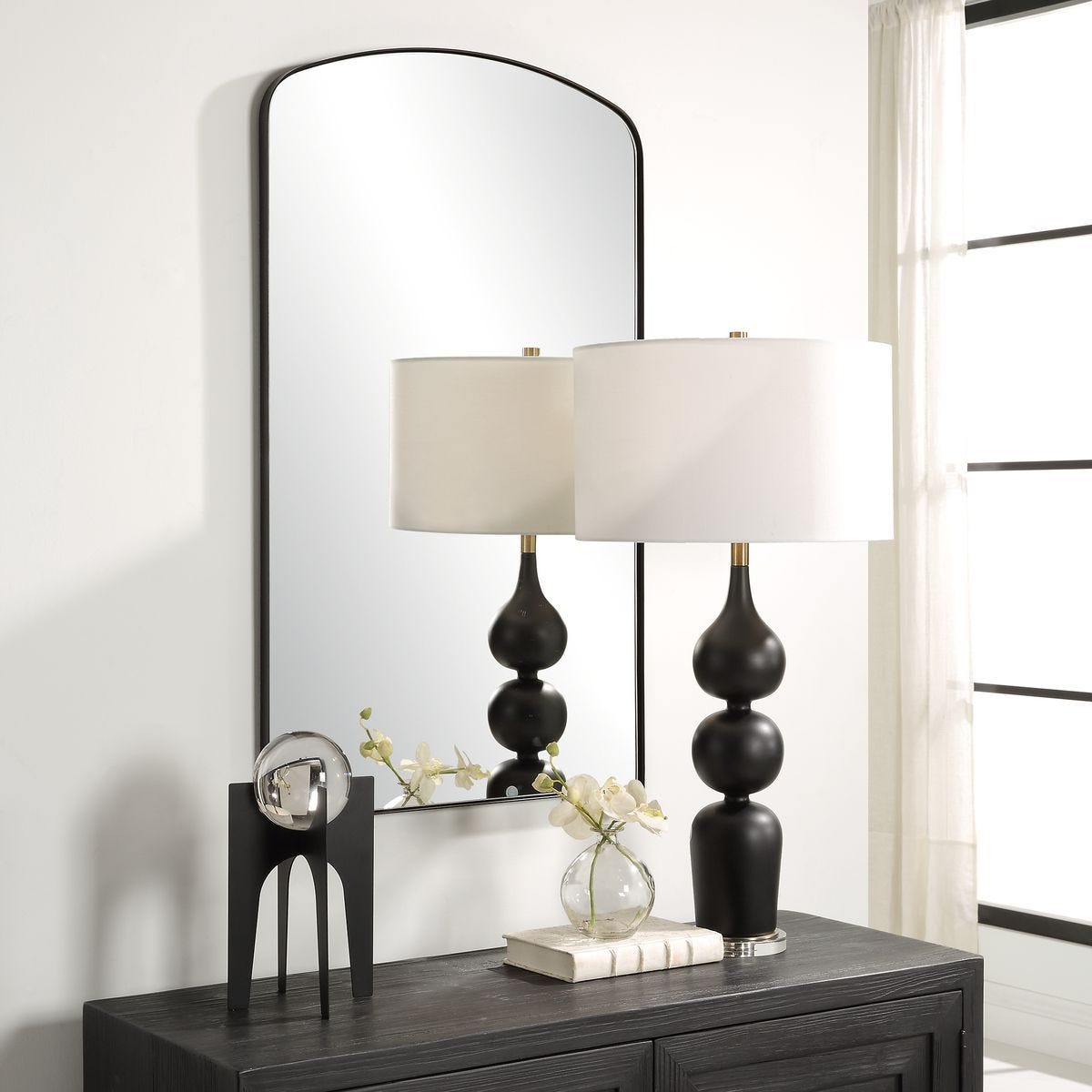 Tordera Arch Mirror, Black - full-length mirror for creating the illusion of space and light | Image 4 | InSTYLE Home & Rugs