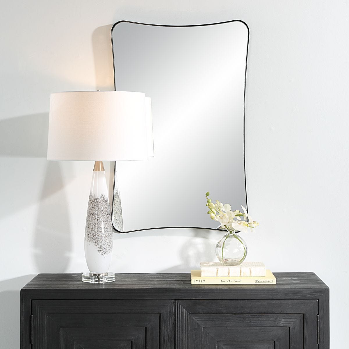 Loudon Vanity Mirror, Black - full-length mirror for creating the illusion of space and light | Image 3 | InSTYLE Home & Rugs