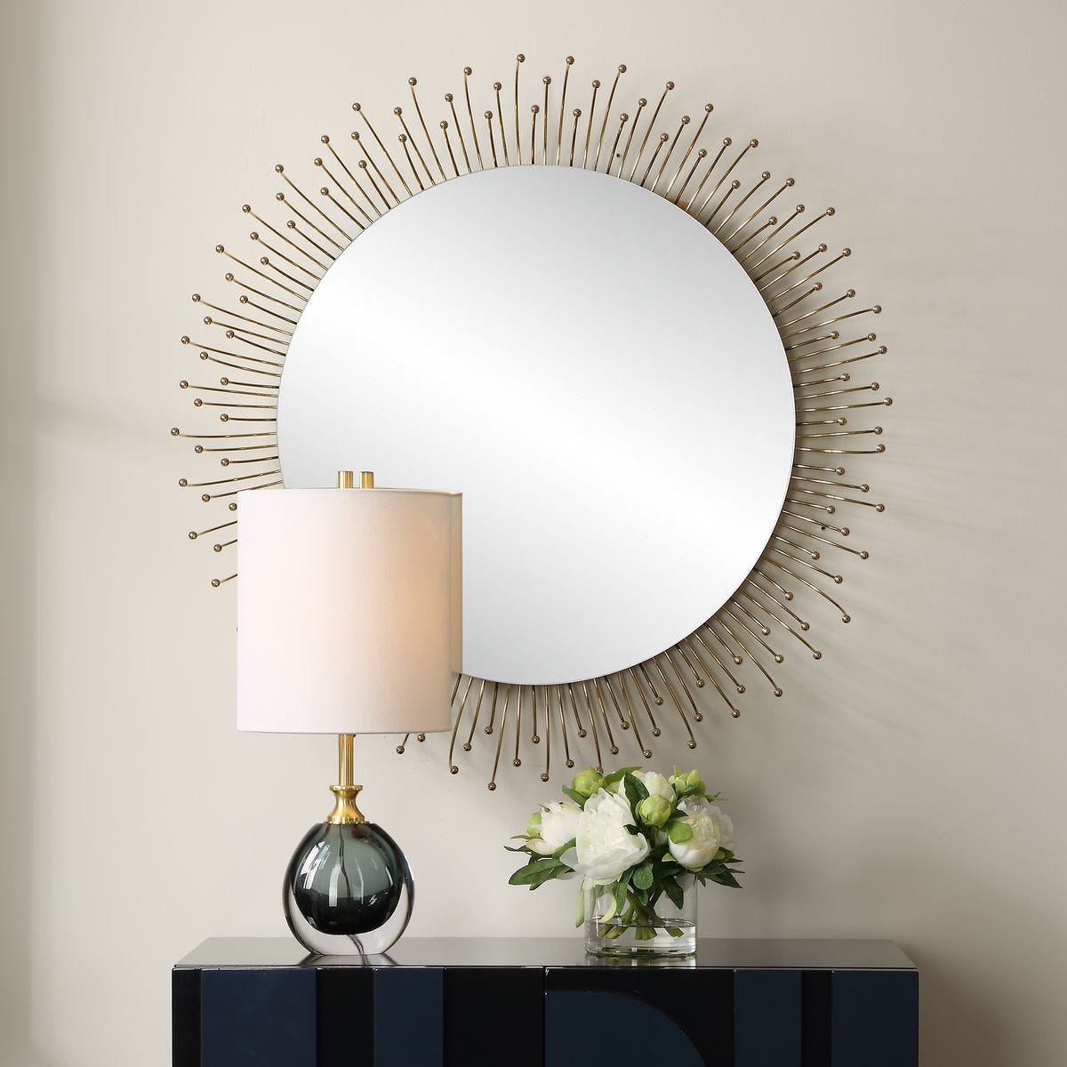 Aga Round Mirror - modern mirror with sleek design for contemporary interiors | Image 1 | InSTYLE Home & Rugs