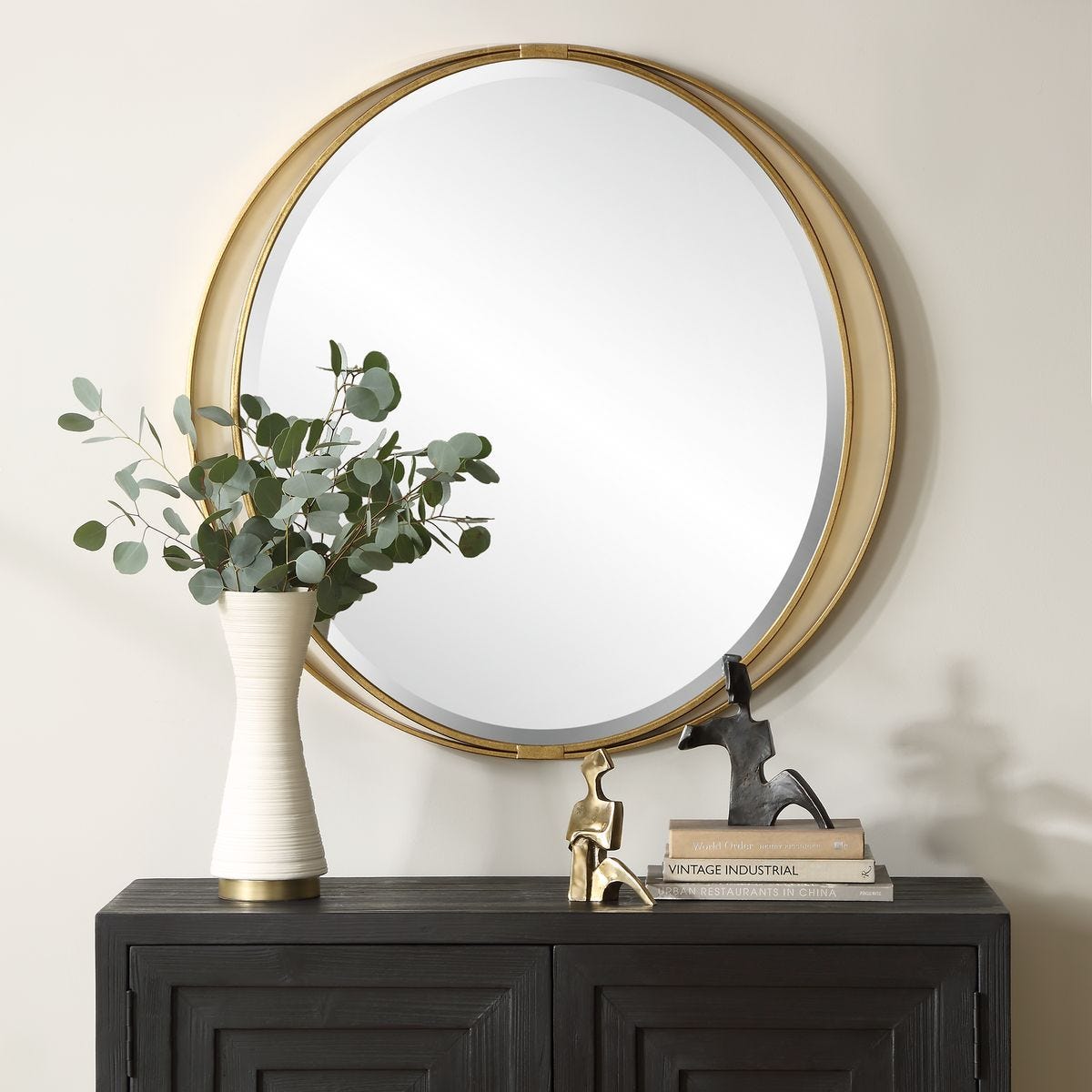 Rhodes Round Mirror - modern mirror with sleek design for contemporary interiors | Image 1 | InSTYLE Home & Rugs