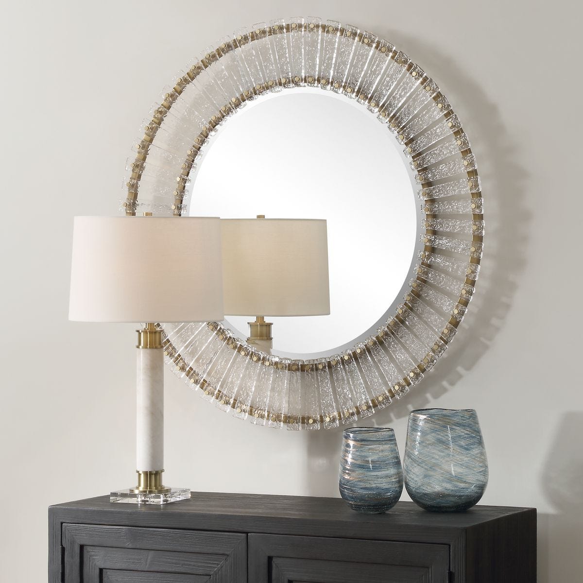 Denali Round Mirror - full-length mirror for creating the illusion of space and light | Image 3 | InSTYLE Home & Rugs