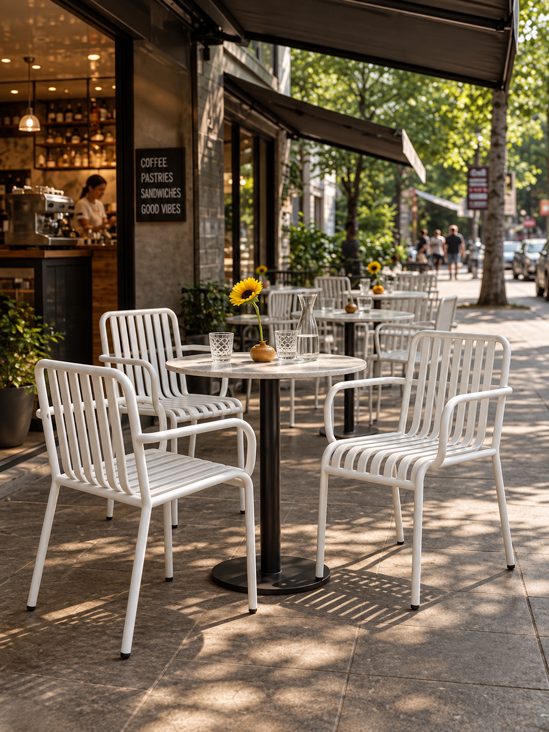 Cove Arm Aluminum Stackable Chair - variety of styles from classic to contemporary | Image 2 | InSTYLE Home & Rugs