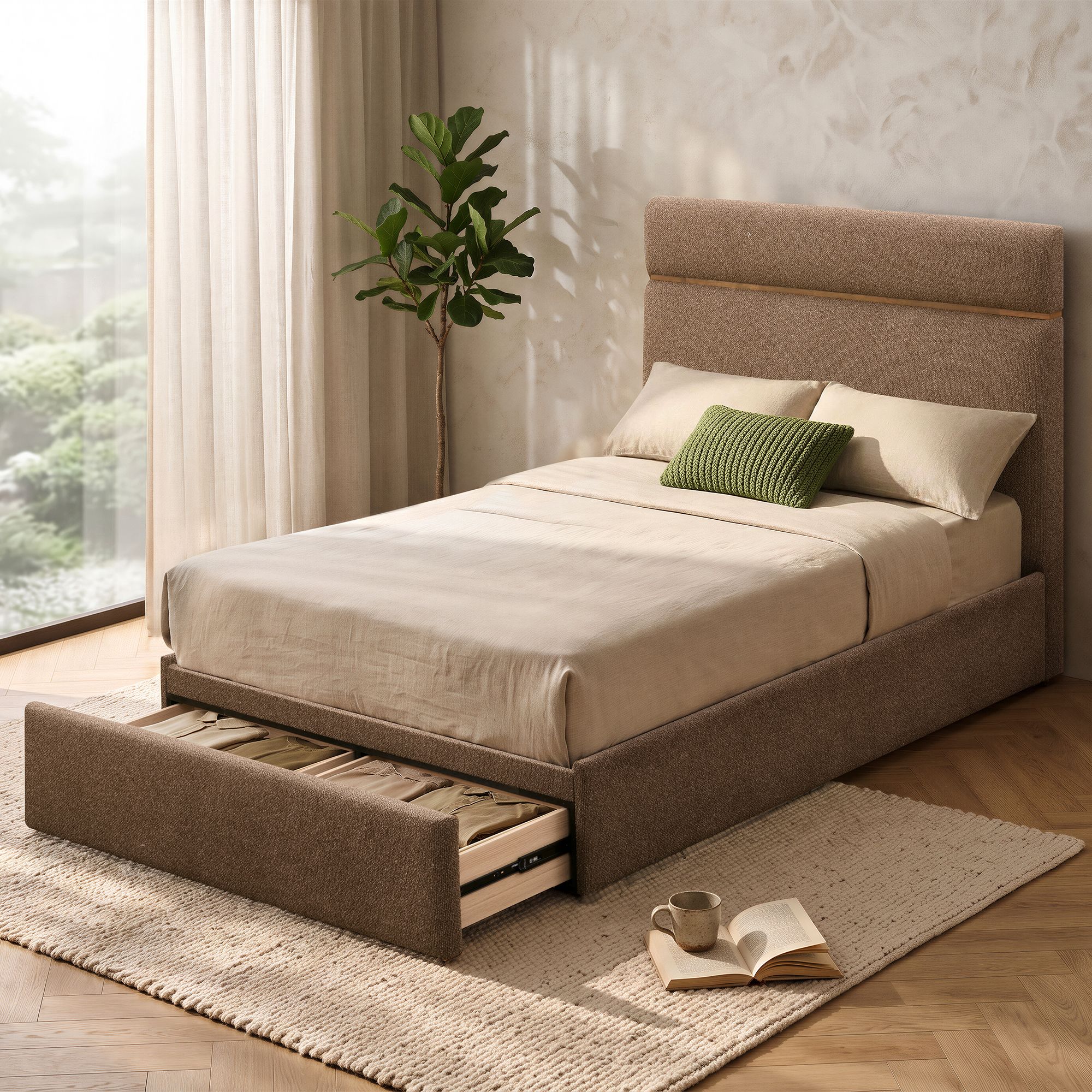 Aniza 54" Double Platform Bed with Drawer - luxurious bed for modern homes | Image 2 | InSTYLE Home & Rugs