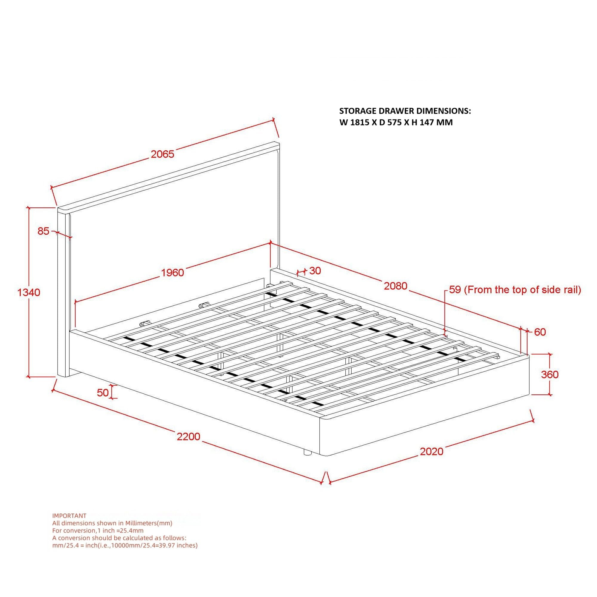 Andover 78" King Platform Bed with Drawer - luxurious bed for modern homes | Image 8 | InSTYLE Home & Rugs