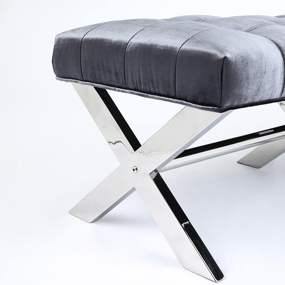 Lauren Charcoal Velvet Fabric Bench - durable benches with modern style | Image 3 | InSTYLE Home & Rugs