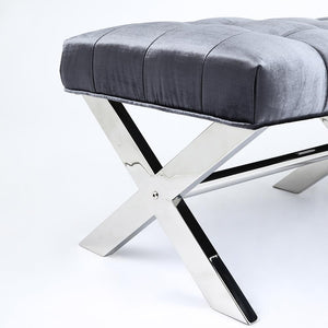 Lauren Charcoal Velvet Fabric Bench - durable benches with modern style | Image 3 | InSTYLE Home & Rugs