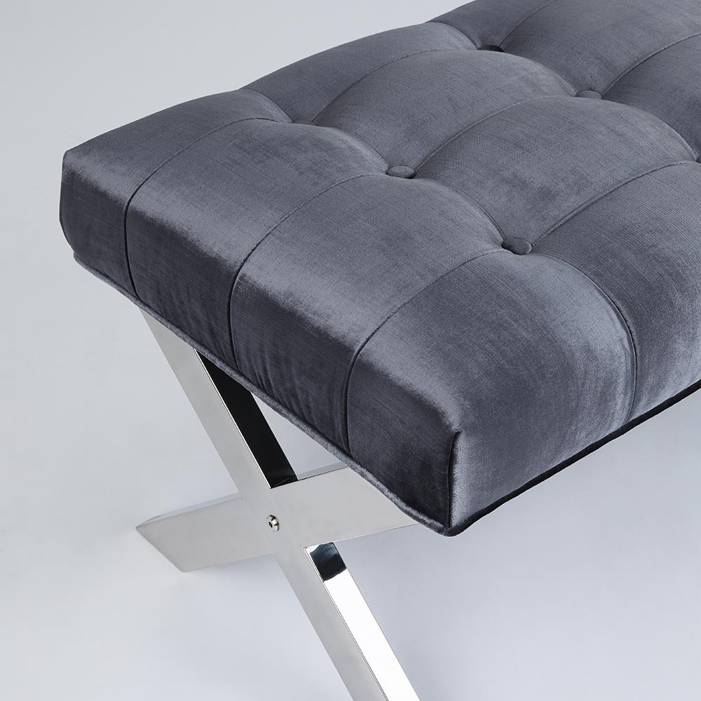 Lauren Charcoal Velvet Fabric Bench - durable benches with modern style | Image 4 | InSTYLE Home & Rugs